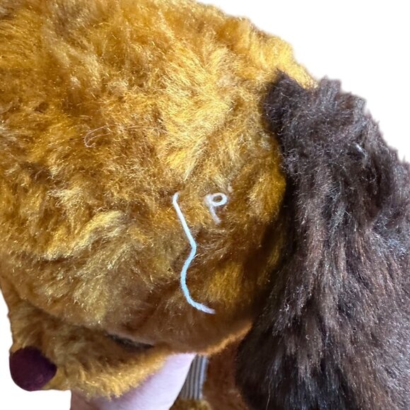 Vintage Knickerbocker Plush Dog In Striped Overalls With Red Bandana 16" Stuffed - Picture 8 of 9